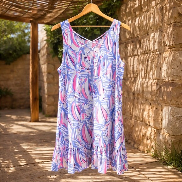 Lilly Pulitzer Kristen Flounce Dress Womens L Red Right Return NWT - Picture 5 of 10